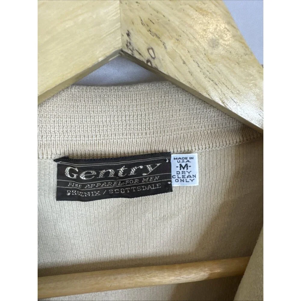 Vintage Gentry Gaucho Walking Suit Cardigan Sweater‎ Mens M USA Wool Faux Suede